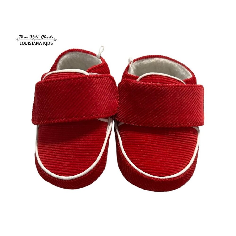 Mud Pie 0-6m Red Corduroy Baby Crib Shoes